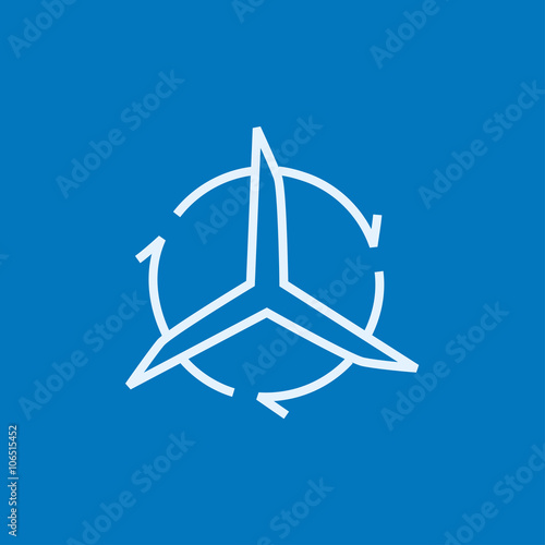 Windmill with arrows line icon.