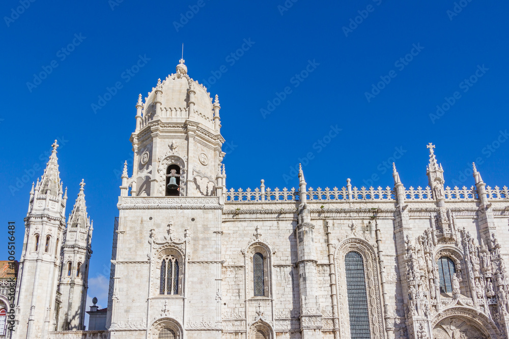 The Hieronymus monastery, a popular place for tourits in Belem in Lisbon Portugal