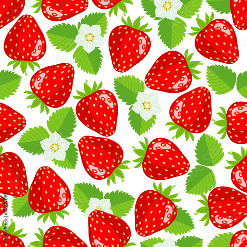 Seamless pattern with strawberries.
