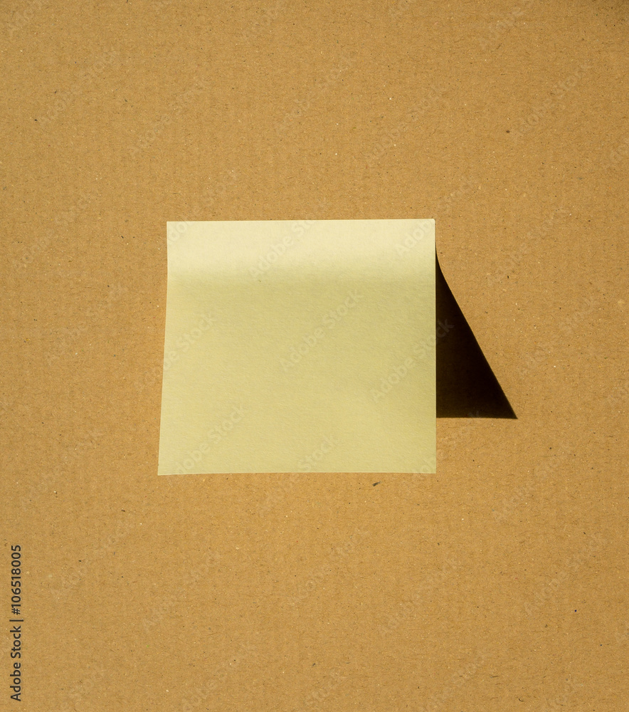 Yellow color note on cardboard paper - sticky note Yellow color note on cardboard paper - sticky note
