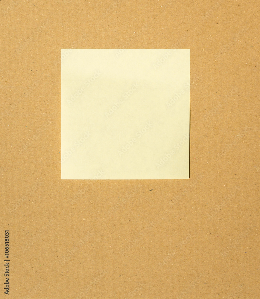 Yellow color note on cardboard paper - sticky note Yellow color note on cardboard paper - sticky note