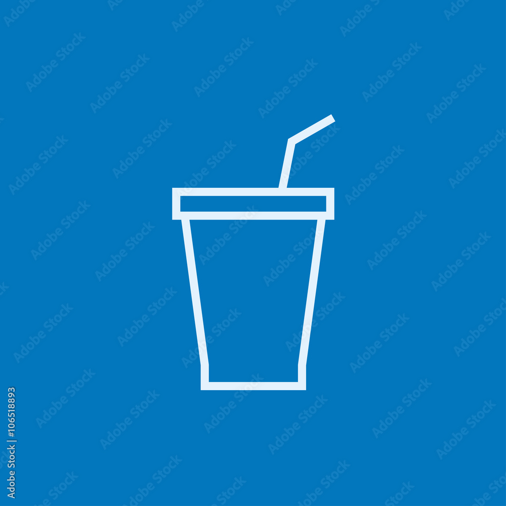 Disposable cup with drinking straw line icon. Disposable cup with drinking straw line icon.