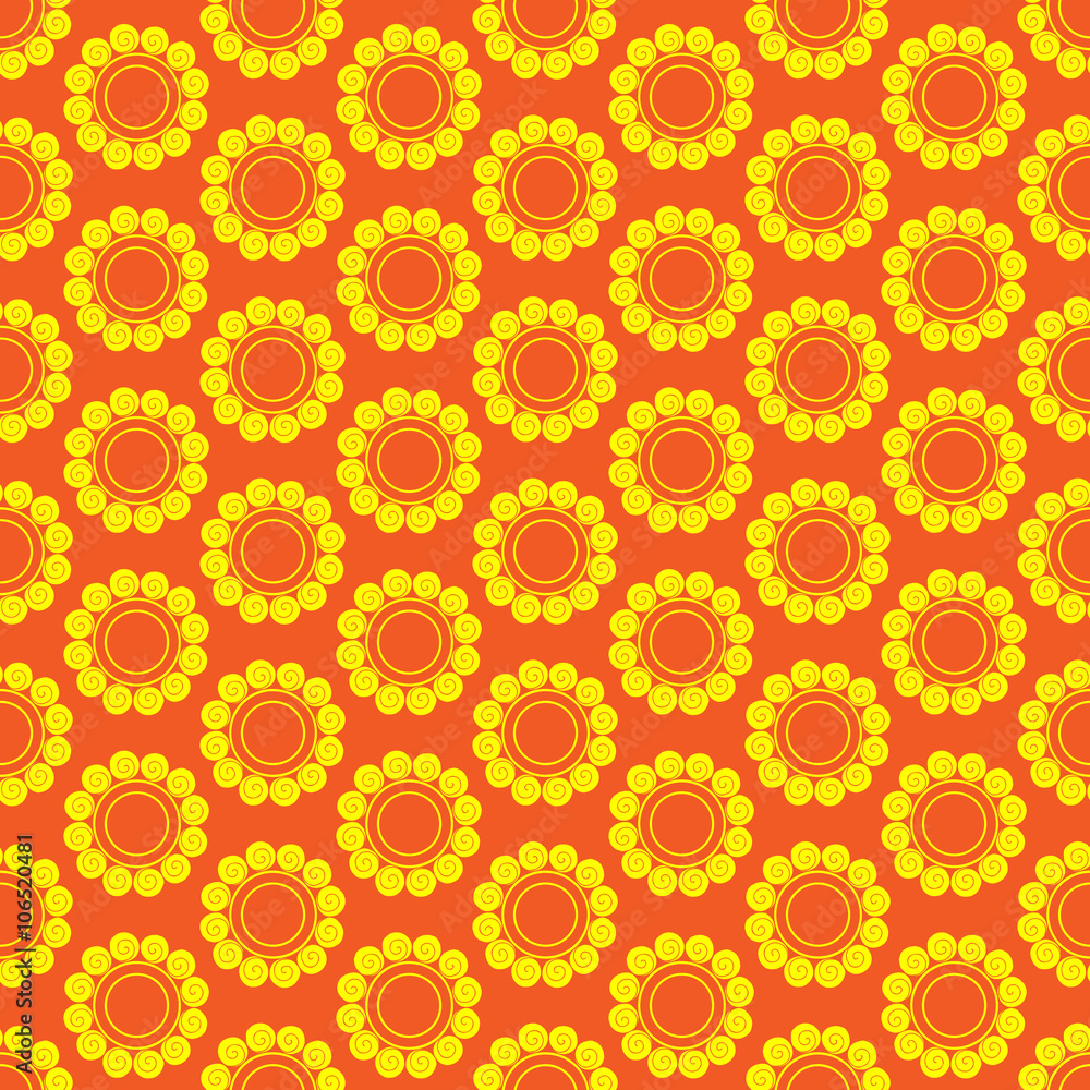 Cute seamless pattern of sun. Doodle hand drawn style .