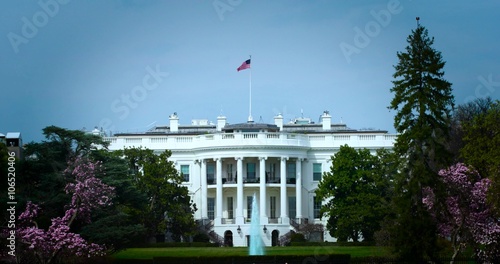 The White House, Washington DC medium tight early spring 4K 60 fps
