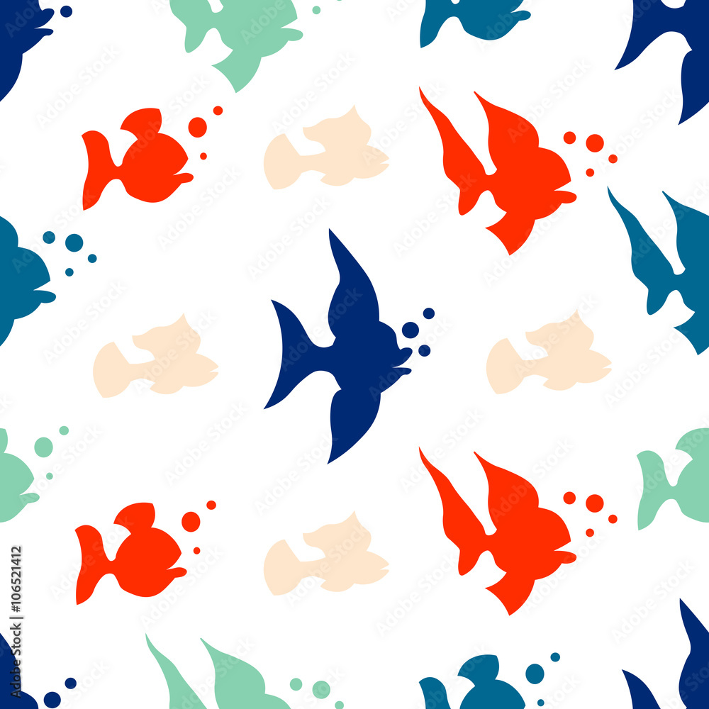 Fototapeta premium Vector illustration of a seamless pattern of fish