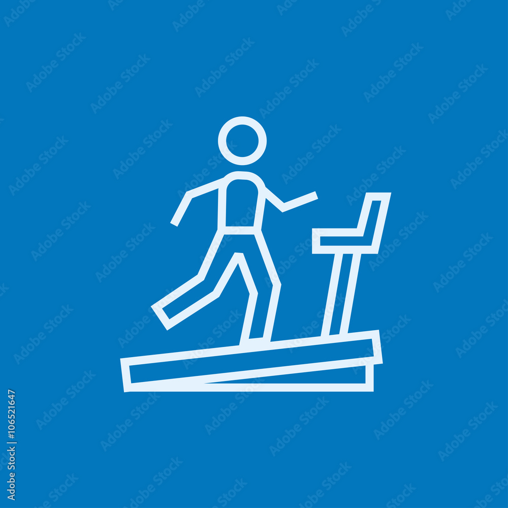 Man running on treadmill line icon. Man running on treadmill line icon.