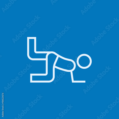 Man exercising buttocks line icon.