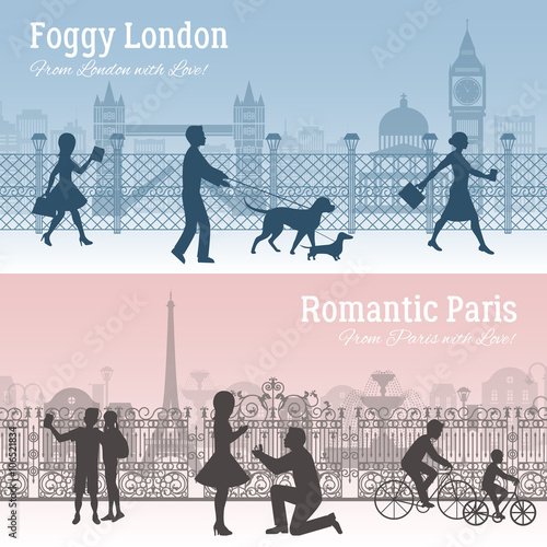 London And Paris Banners Set