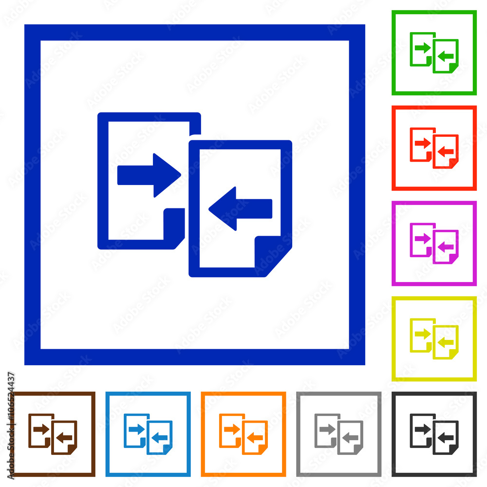 Share documents framed flat icons Share documents framed flat icons
