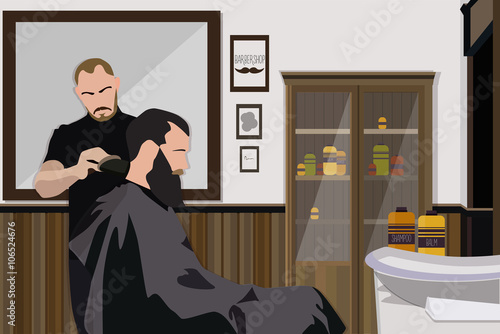 Client visiting hairstylist in barber shop