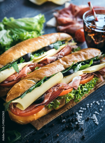 Submarine sandwiches served