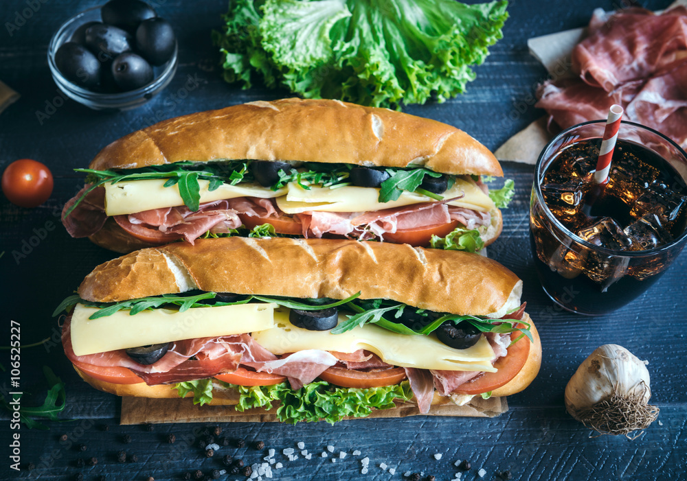 Fotografie Submarine sandwiches served