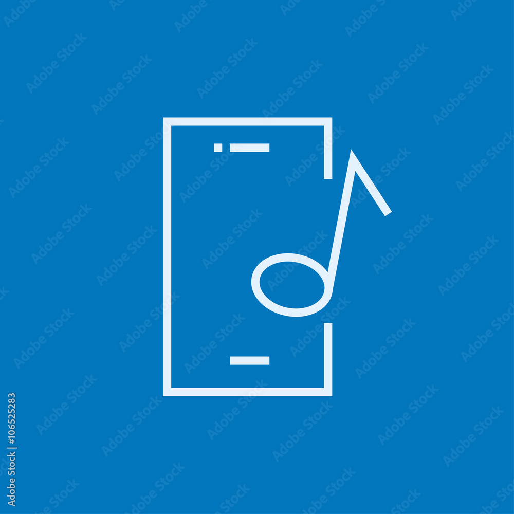Phone with musical note line icon. Phone with musical note line icon.