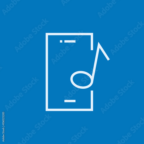 Phone with musical note line icon.