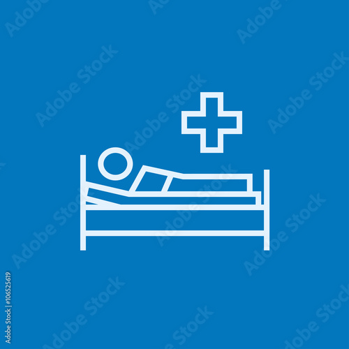 Patient lying on bed line icon.