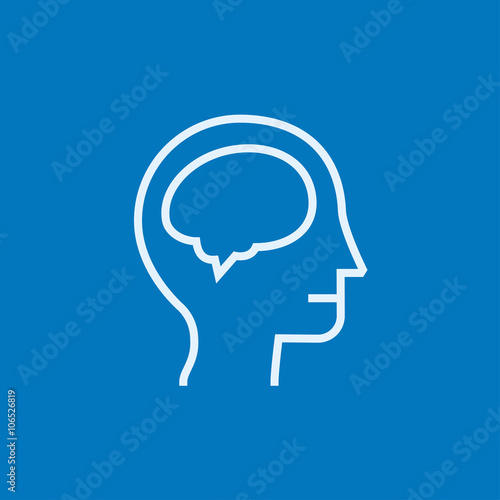 Human head with brain line icon.