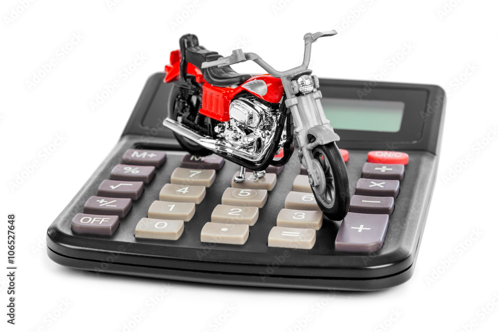 Fototapeta premium Calculator and toy motorbike