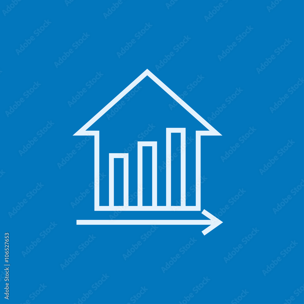 Graph of real estate prices growth line icon. Graph of real estate prices growth line icon.