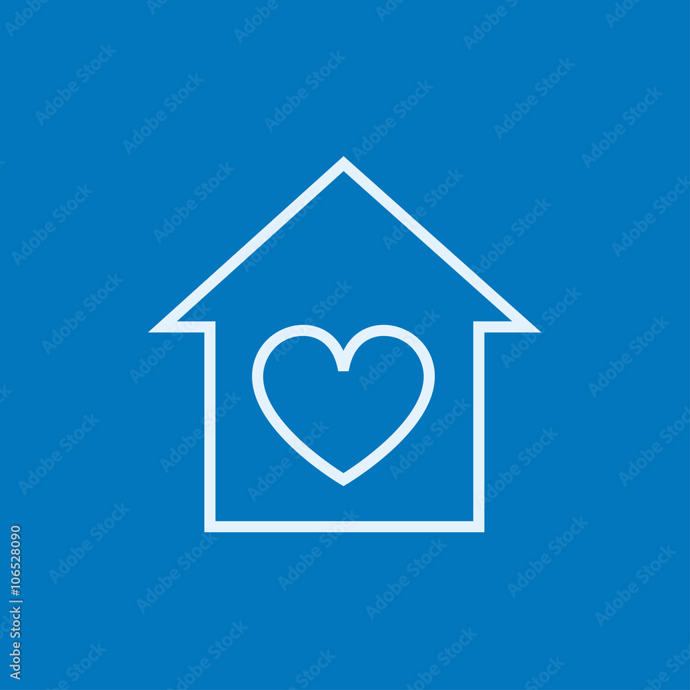 House with heart symbol line icon. House with heart symbol line icon.