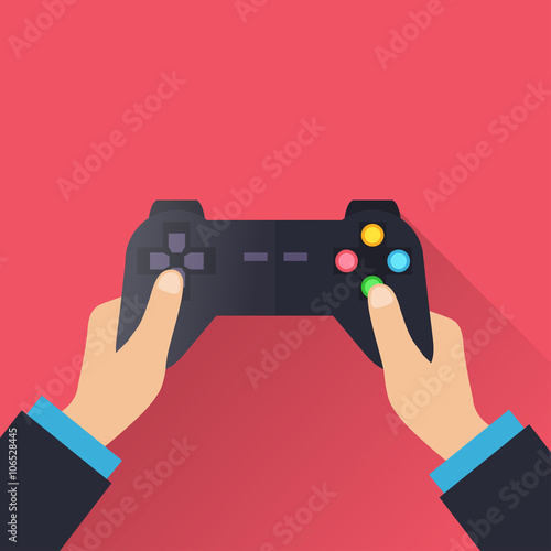 Hands holding gamepad