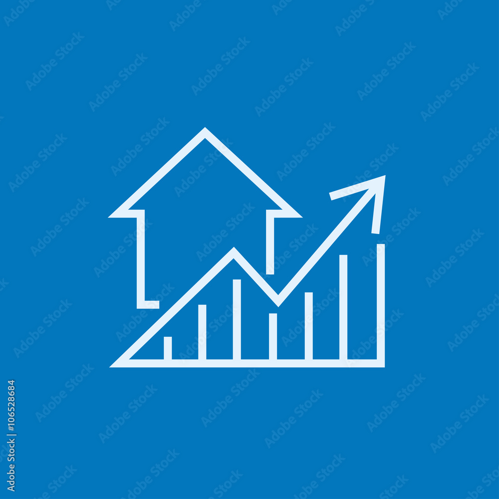 Graph of real estate prices growth line icon. Graph of real estate prices growth line icon.
