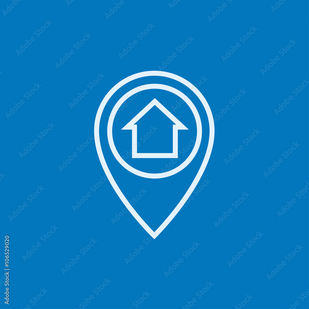 Obraz premium Pointer with house inside line icon.