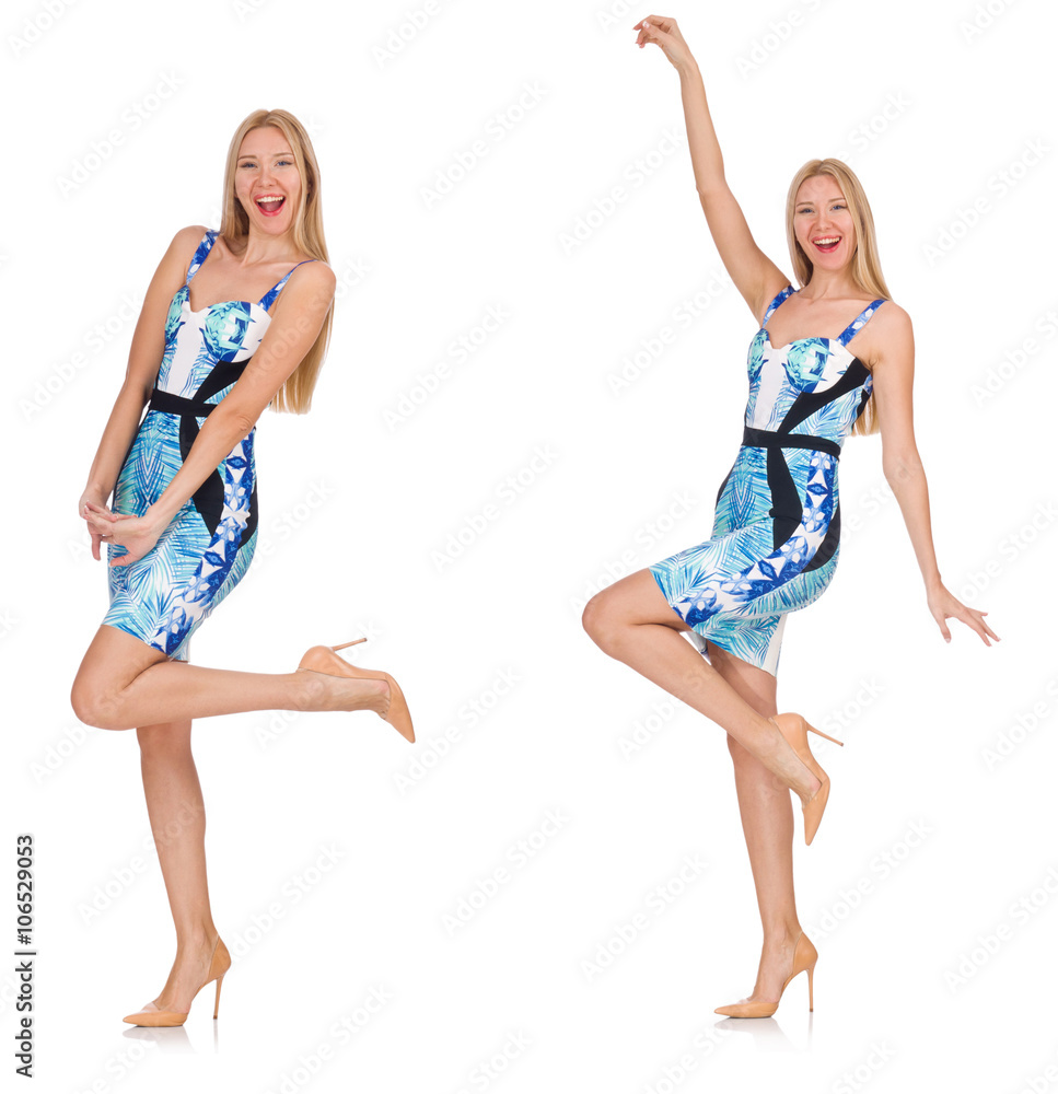 Composite photo of woman in various poses