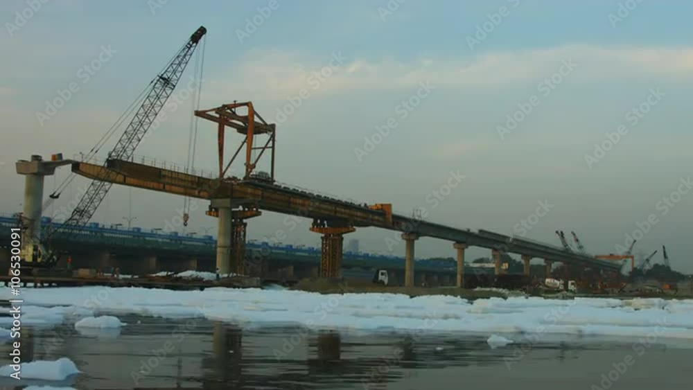 Time Lapse shot of a bridge under construction Time Lapse shot of a bridge under construction