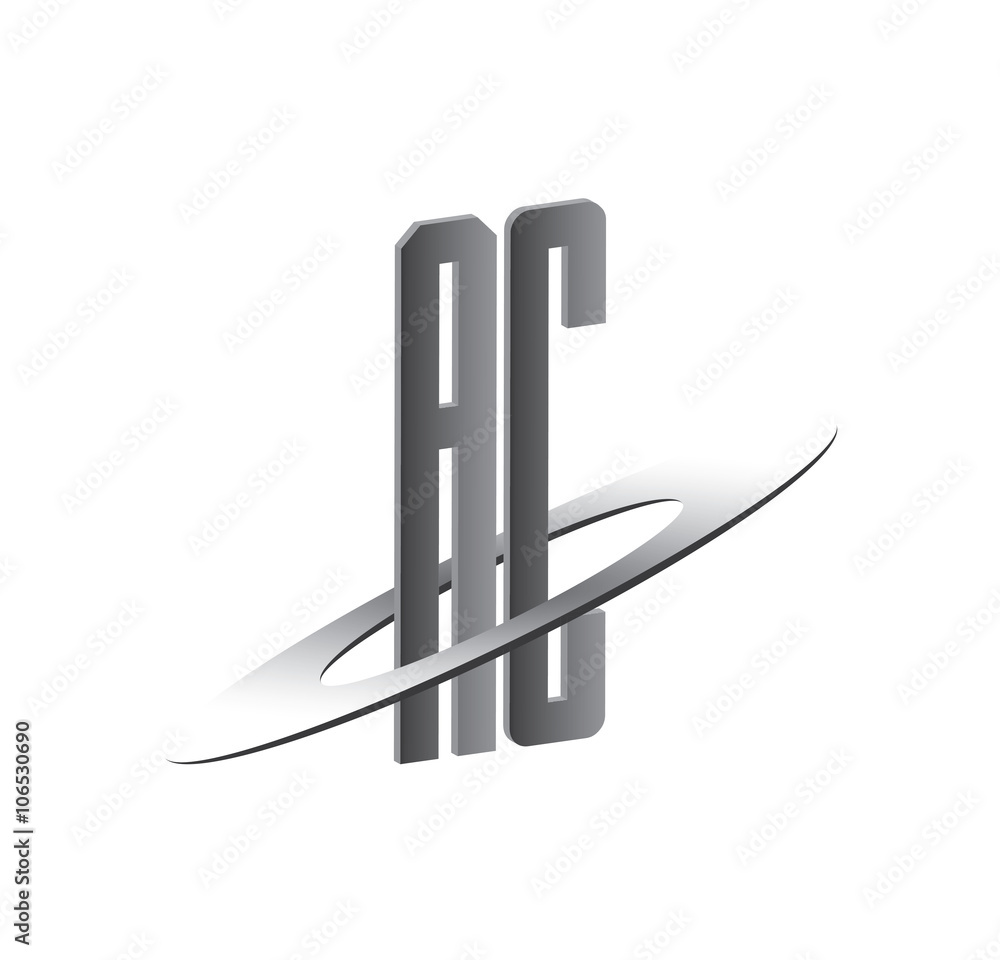 AC initial logo with silver sphere