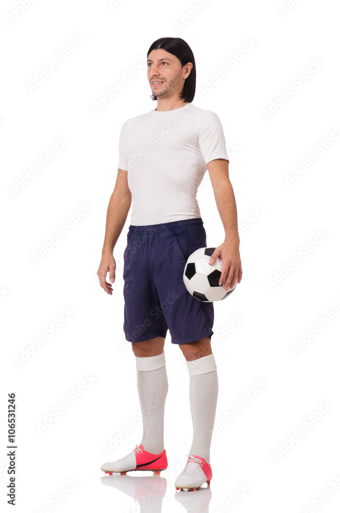 Young footballer isolated on the white Young footballer isolated on the white