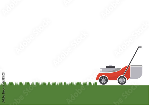 Lawn mower cutting grass with isolated background