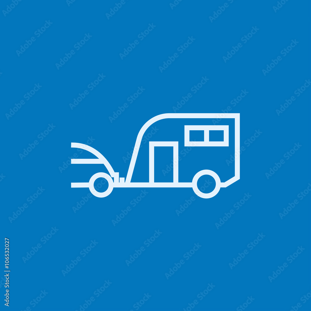 Car with caravan line icon. Car with caravan line icon.