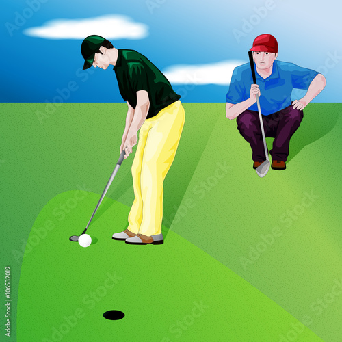 clip art of two male playing golf