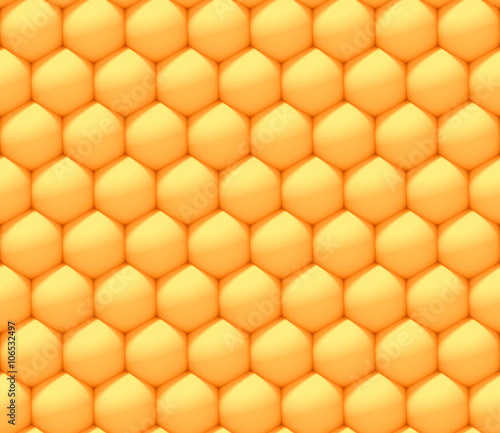 abstract 3d background made of orange nested spheres in a hexagon pattern  seamless 