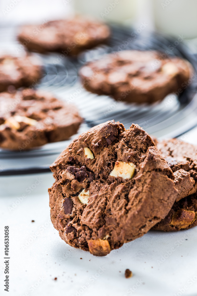 Fototapeta premium vintage milk bottle and homemade cookies