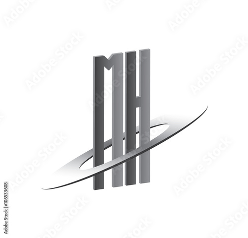 MH initial logo with silver sphere