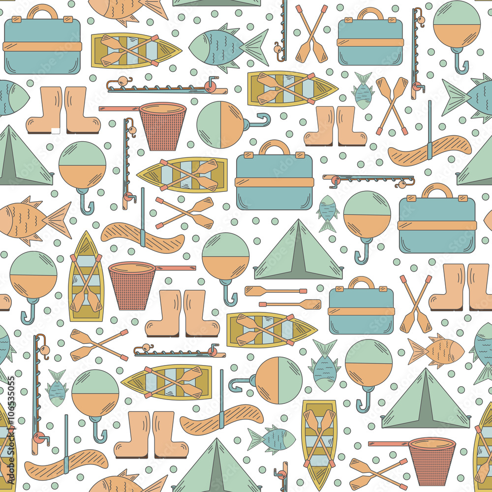 Seamless fishing background Seamless fishing background