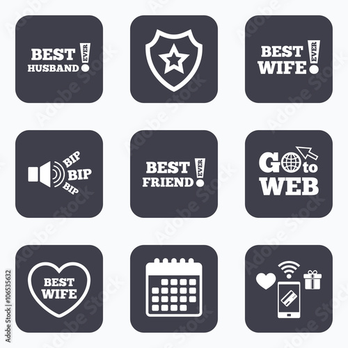 Best wife, husband and friend icons.