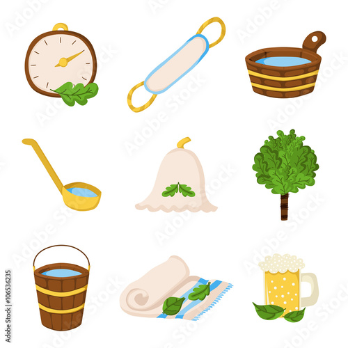 Cartoon sauna icons
