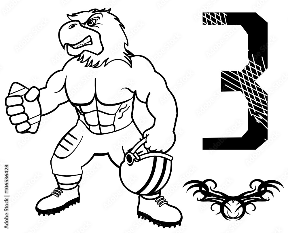 Fototapeta premium muscle eagle american football uniform in vector format 