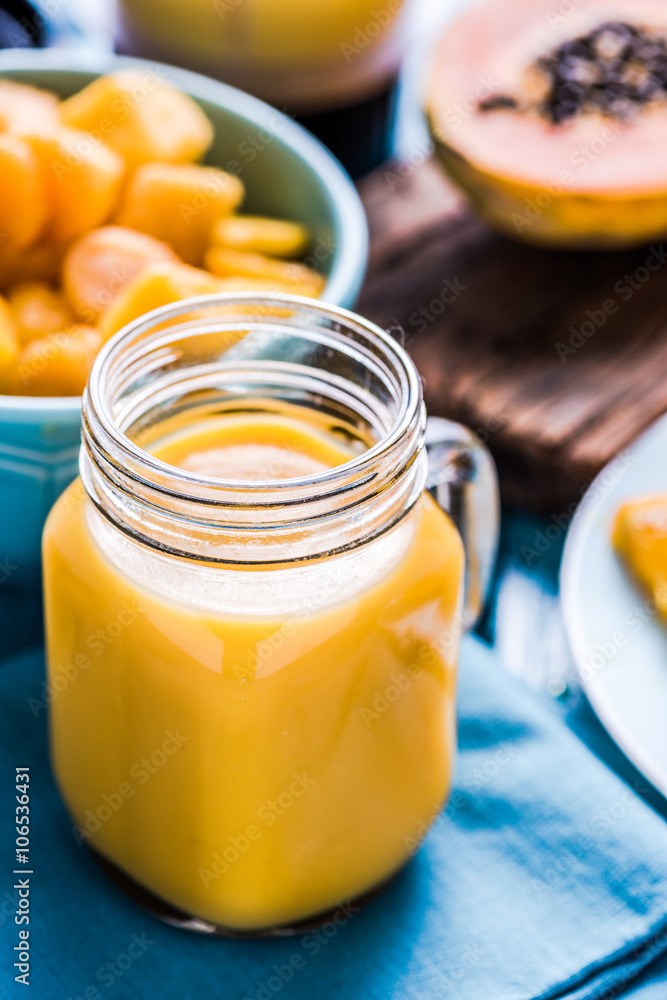 vintage jar with exotic smoothie