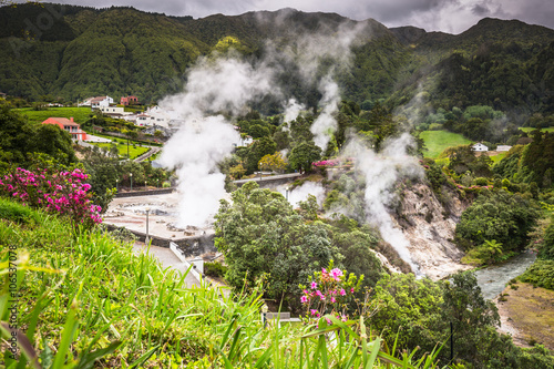 Hot spring waters in Furnas, Sao Miguel. Azores. Portugal photo