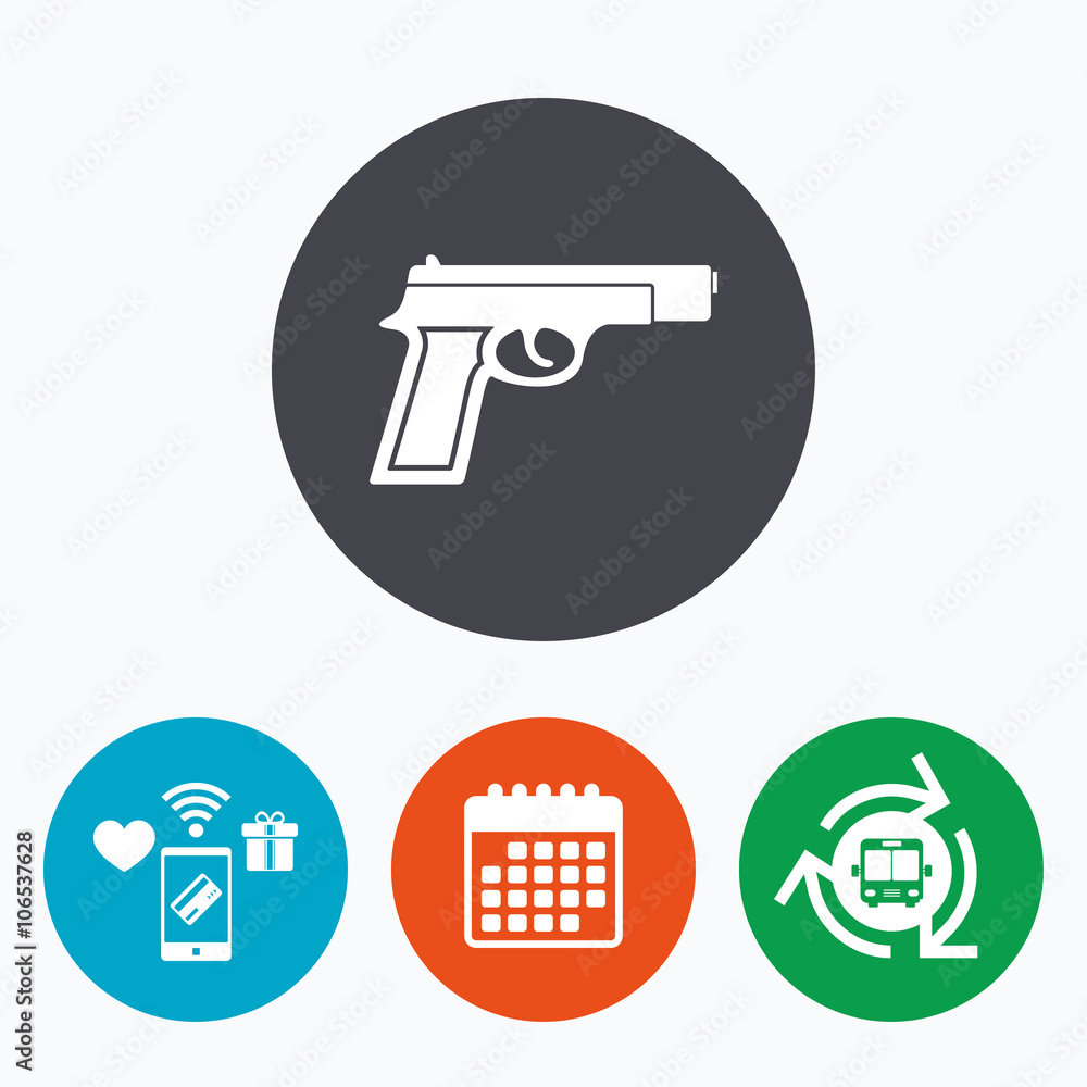 Gun sign icon. Firearms weapon symbol. Gun sign icon. Firearms weapon symbol.