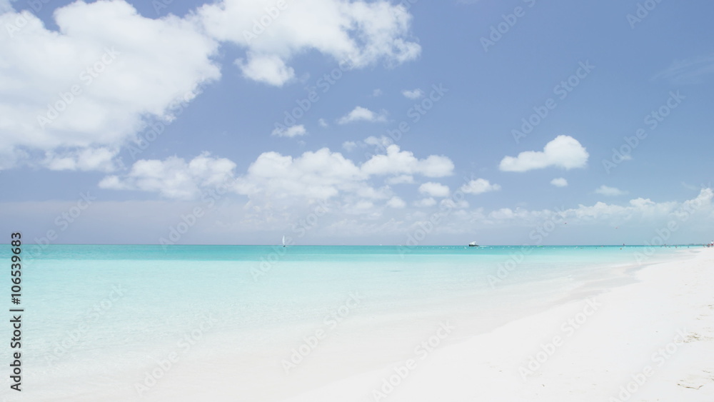 Beach vacation travel tropical paradise destination background. Perfect white sand beach with turquoise water ocean and clear blue sky. RED EPIC SLOW MOTION, Beach vacation travel tropical paradise destination background. Perfect white sand beach with turquoise water ocean and clear blue sky. RED EPIC SLOW MOTION,