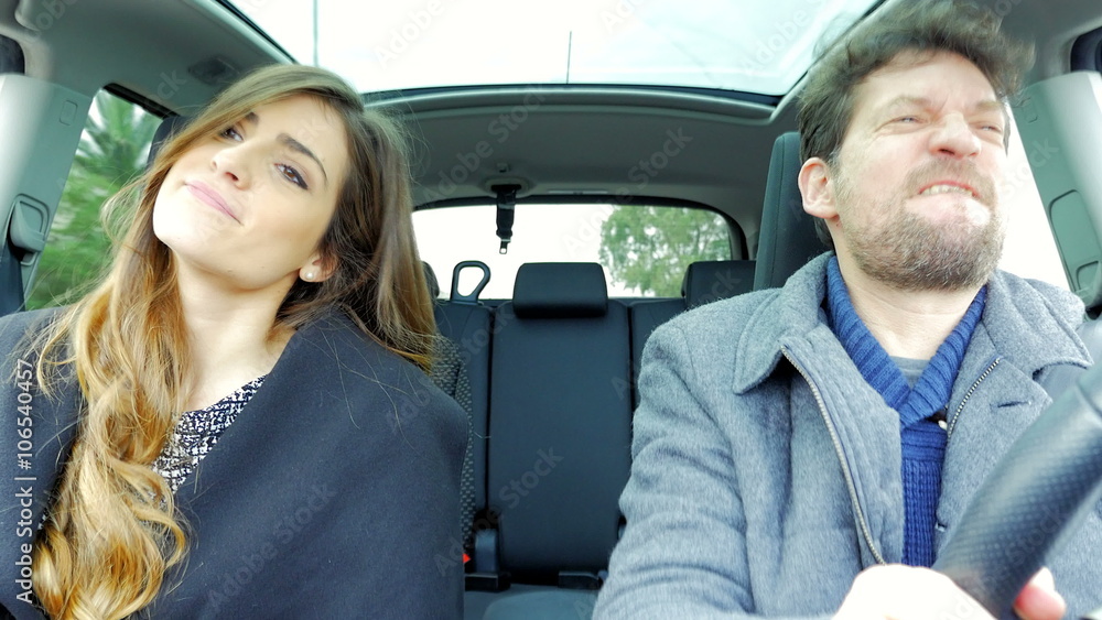 People in car dancing happy having fun 4K People in car dancing happy having fun 4K