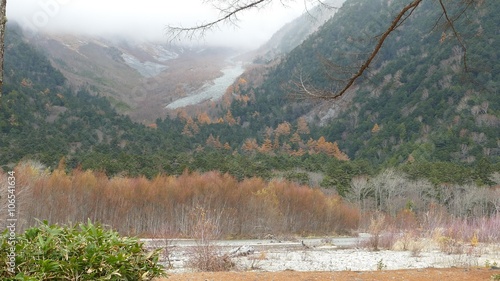 The The View from Kappabashi Bridge. This image was taken in Kamikochi, Nagano Prefecture, Japan photo