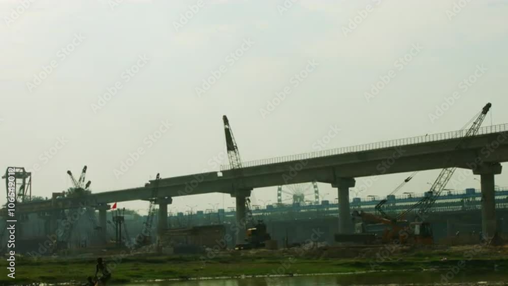 Time Lapse shot of a bridge under construction Time Lapse shot of a bridge under construction