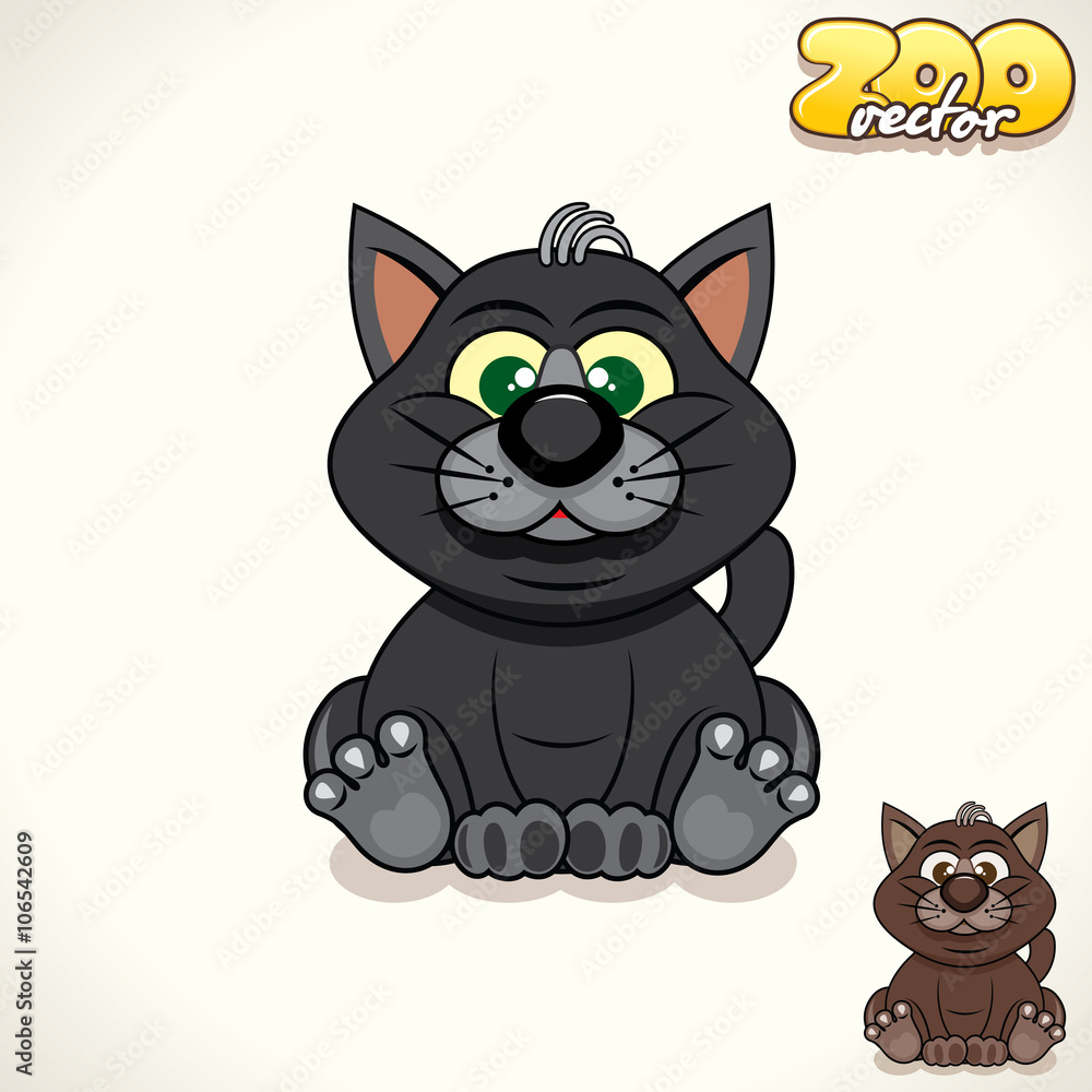 Cartoon Black Cat. Vector Character Cartoon Black Cat. Vector Character