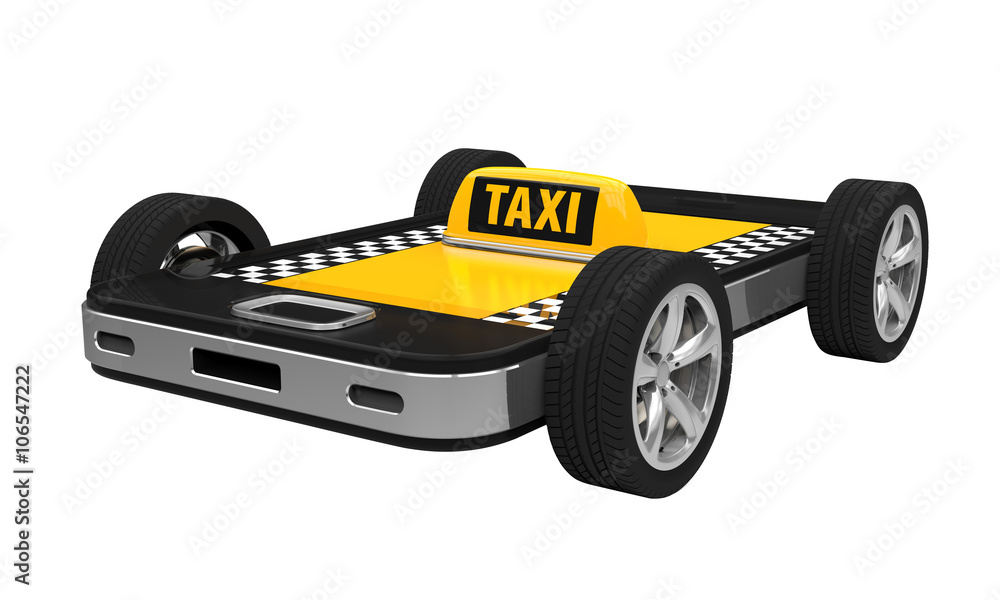 Taxi Car Sign on Smartphone