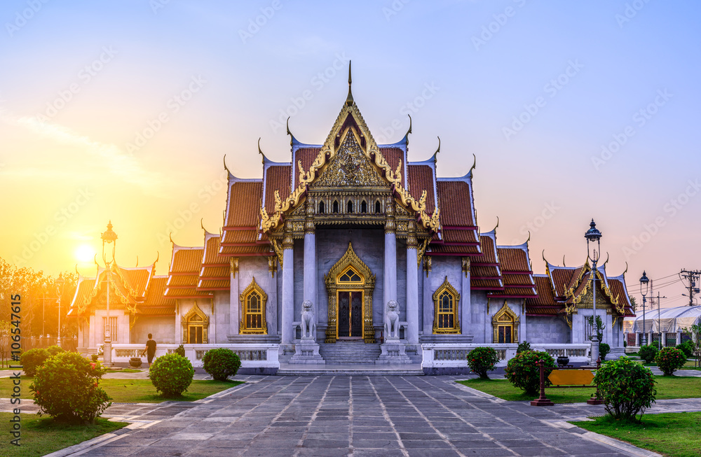 Wat Benchamabophit, famous public temple in Bangkok Thailand.